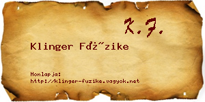 Klinger Füzike névjegykártya